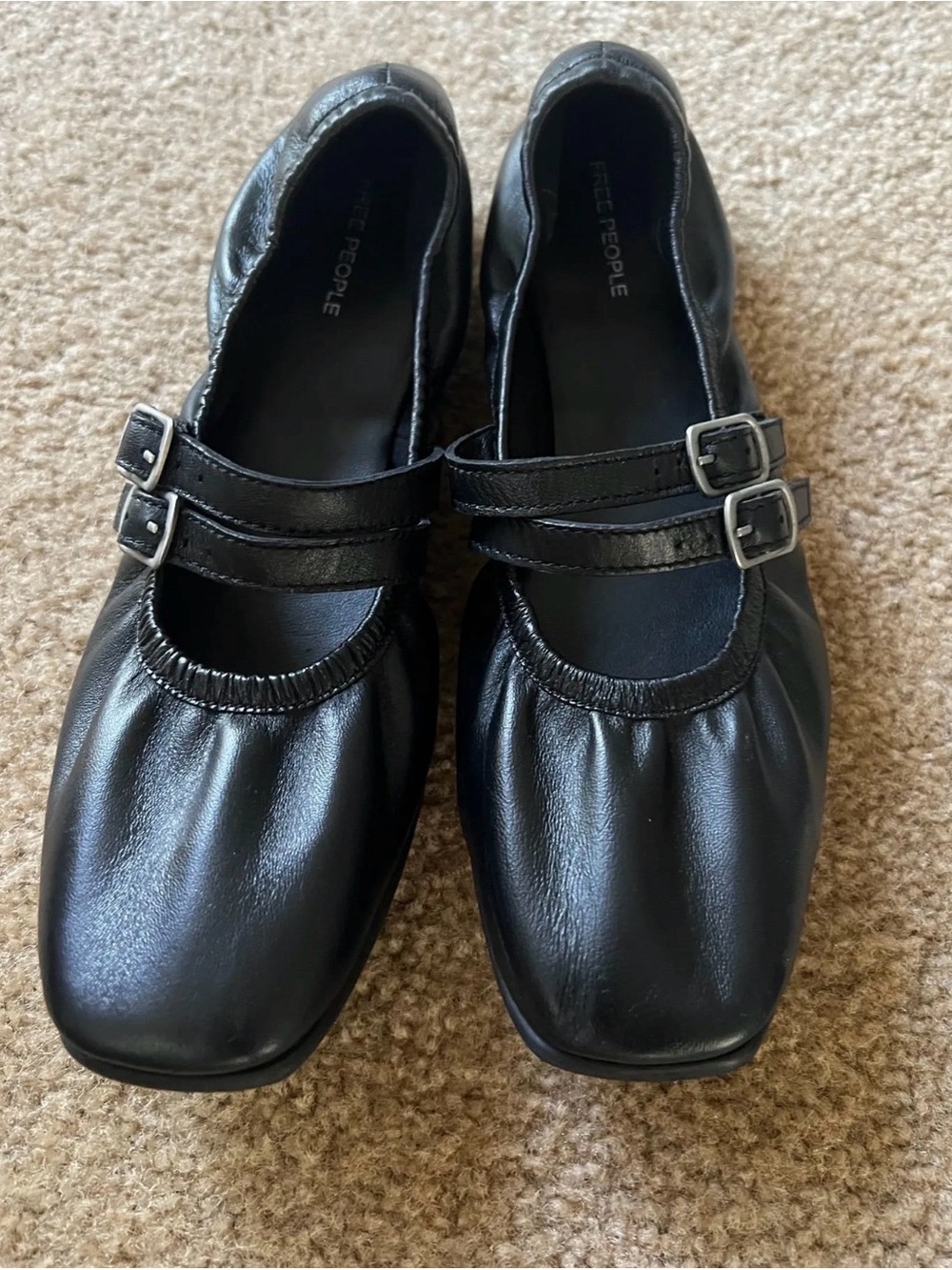 Free People black leather ballerina flats size 8 - Picture 2 of 4